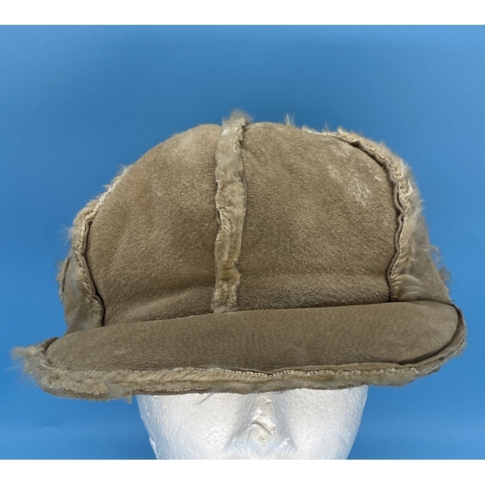 Vintage Wilsons Leather Maxima Shearling Suede Patchwork Newsboy Hat Gorpcore